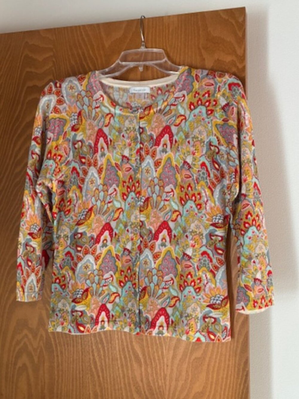 Garnet Hill Merino Cardigan, 3/4 sleeve, Size M